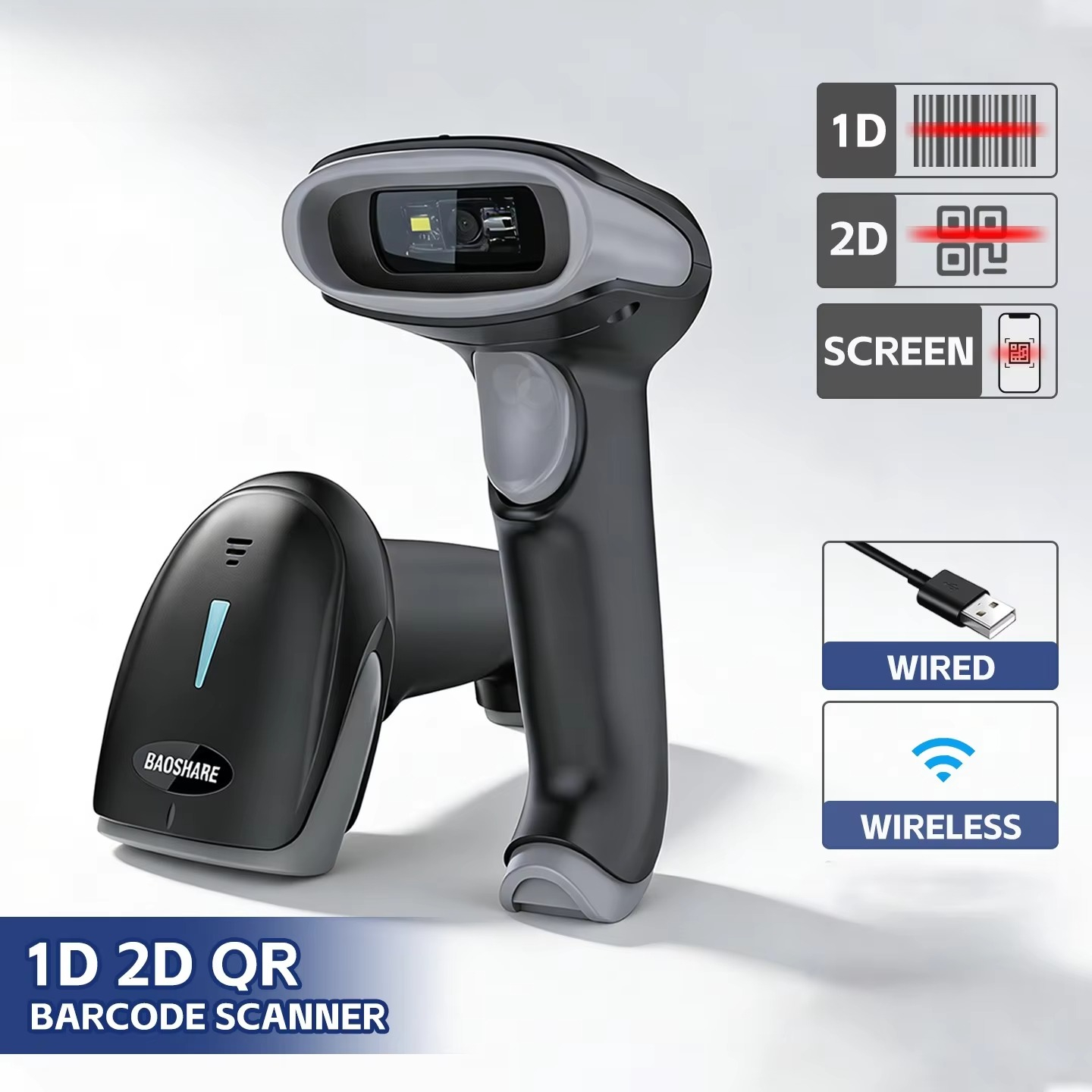 Barcode Scanner Wireless - Беспроводной USB-сканер штрих-кодов 2.4G с CMOS-датчиком,