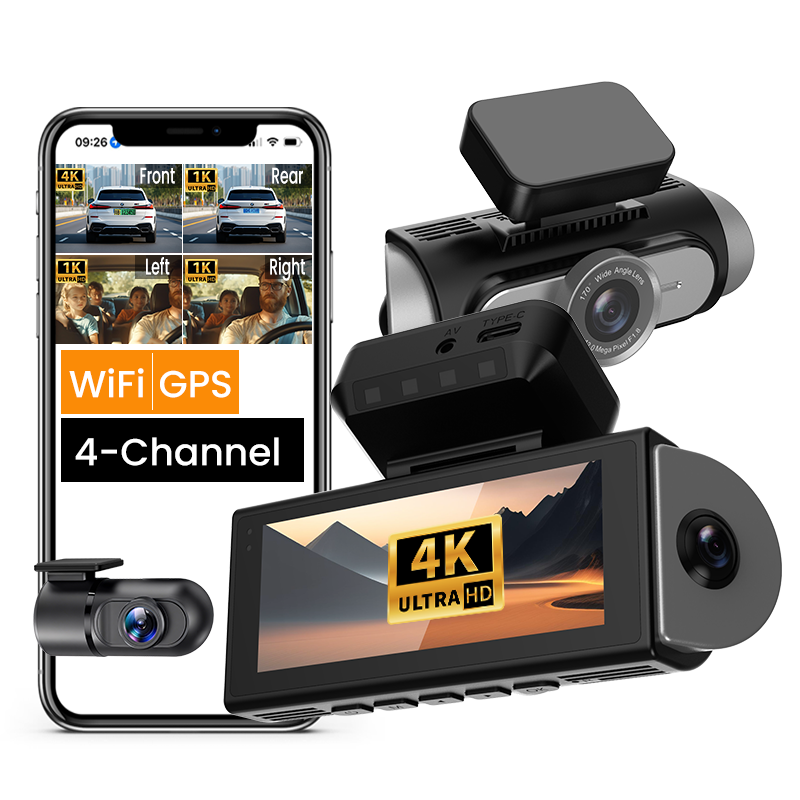 Panoramic Dash Cam 360 - Видеорегистратор 2026 WiFi GPS для автомобиля